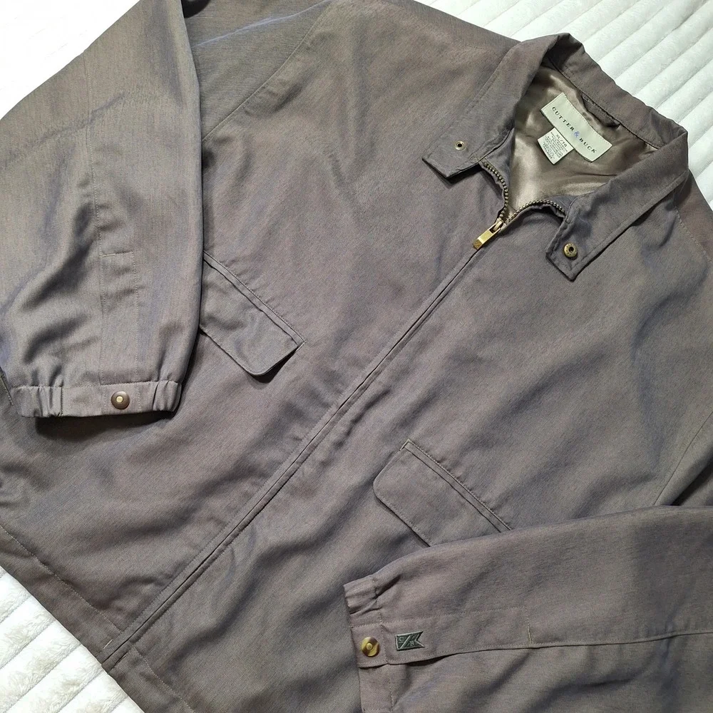 Cutter & Buck Vintage Bomber  Jacket Mens XL Gray Golf 90s Y2K Preppy Classic‎